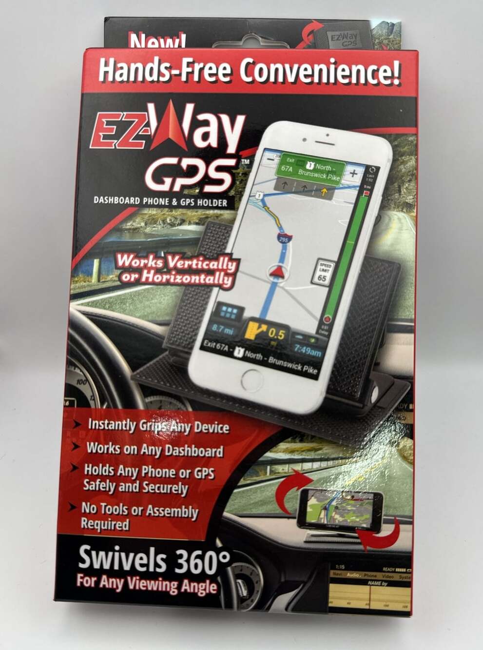 EZ-Way GPS Dashboard Phone & GPS Holder Hands-Free 360 Mount